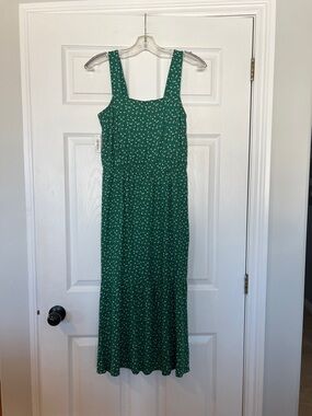 Amazon Essentials Green Floral Square-Neck Maxi Dress